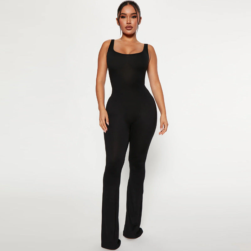 Women's Solid Backless Slim Fit Jumpsuit