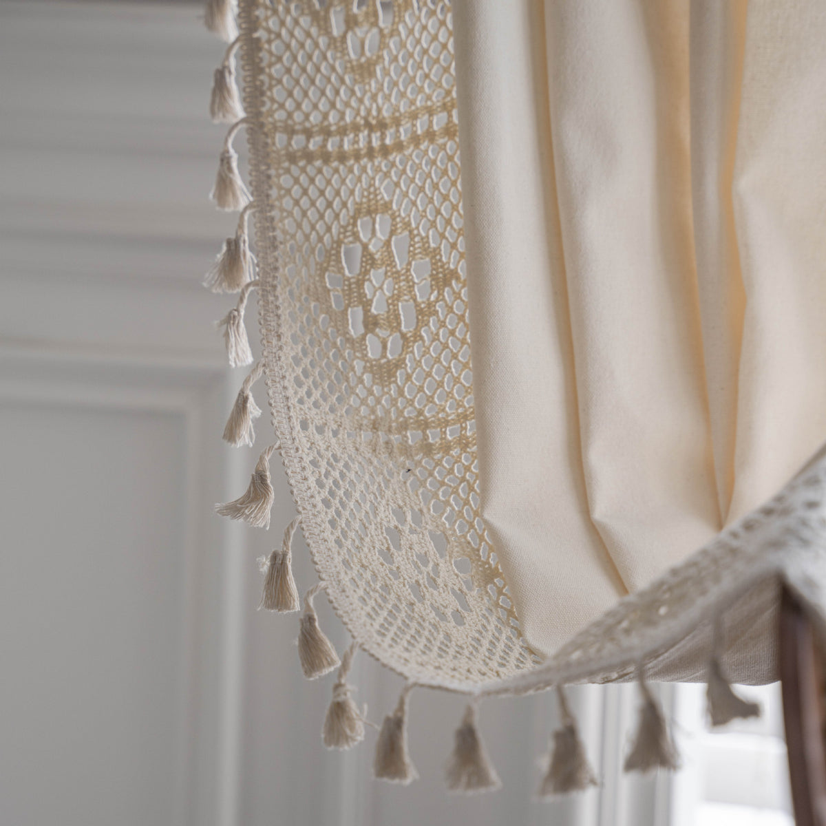 Crochet Plaid Stitching Partition Short Curtain