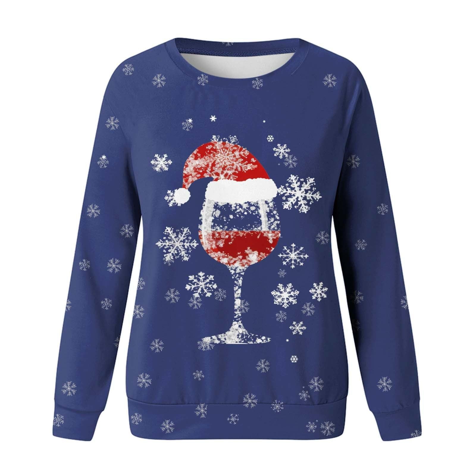 Festive 3D Print Christmas Women's Casual Crewneck Sweater