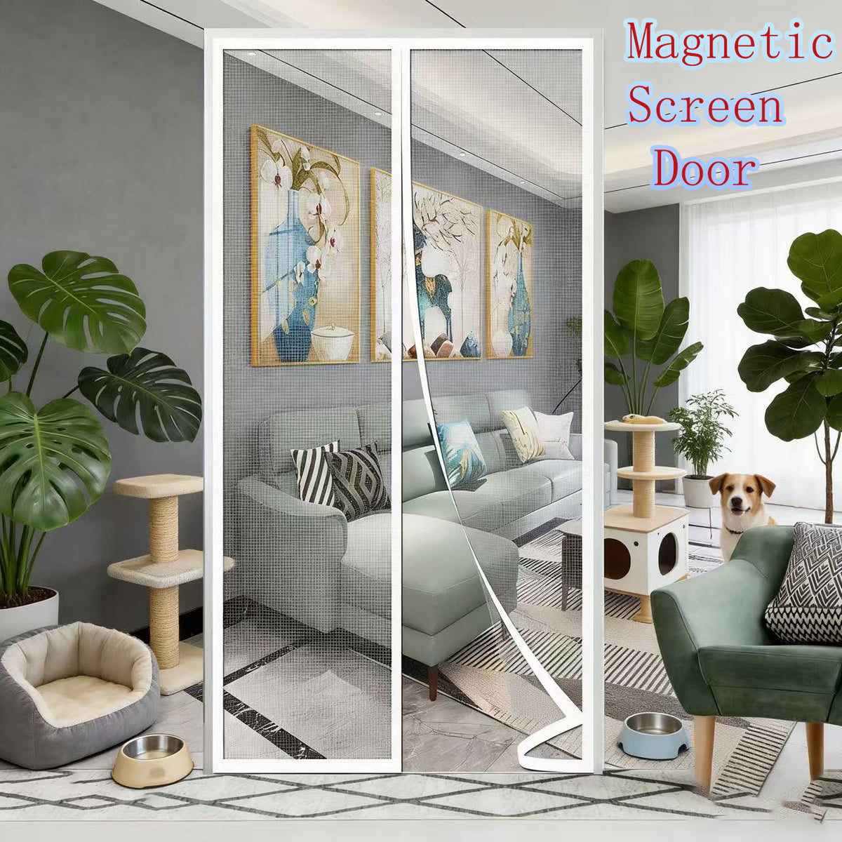 Magnetic Mosquito-proof Door Curtain, Summer Upgraded Screen Window, No Need to Drill, Mesh Curtain - Keeps Insects Out While Allowing Ventilation, Classic Style, Suitable for Bedrooms, Living Rooms