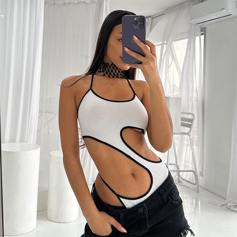 European And American Style Swimsuit Jumpsuit Design Sense Hollow-out Midriff Tube Top