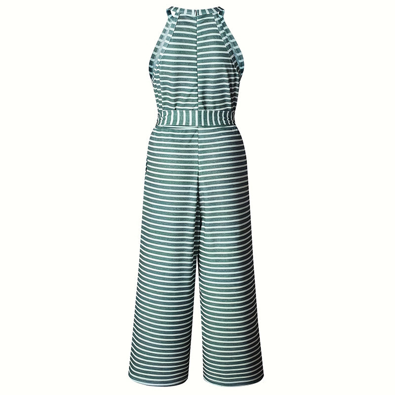 Women's Casual Striped Wide-Leg Jumpsuit Summer Romper