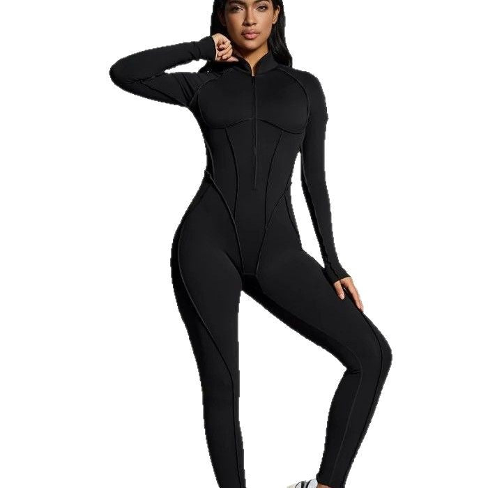 Women's Long Sleeve Zip Slim-Fit Jumpsuit