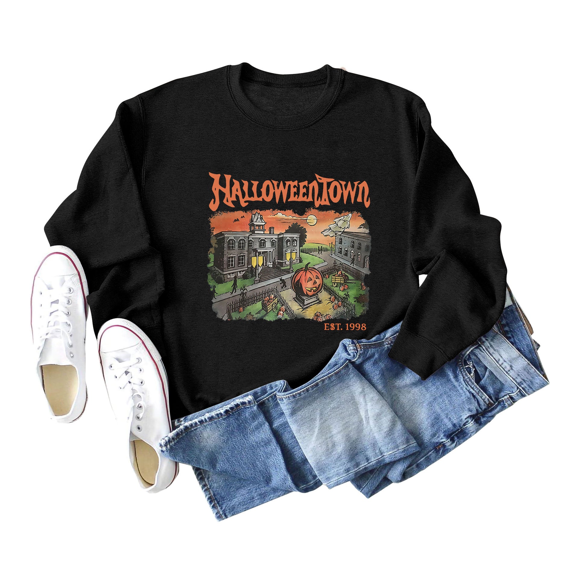 Cozy Halloweentown Printed Oversized Sweater