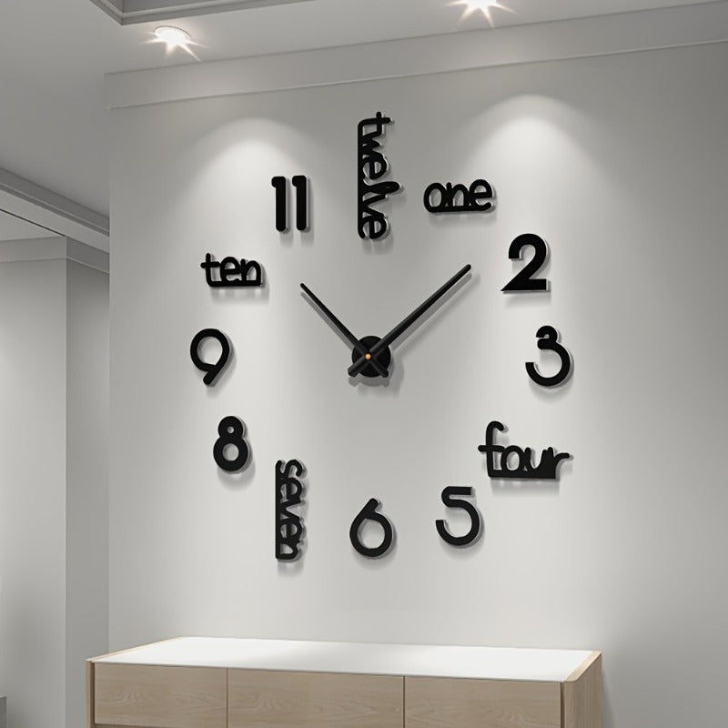 A huge wall clock without frame, modern home decoration, suitable for living room, kitchen, bedroom, indoor decoration set of giant silent wall clock, suitable for decoration of home office.