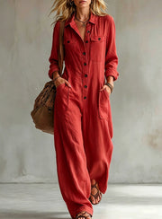 Women's Casual Linen Workwear Jumpsuit