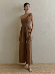 One-Shoulder Stretchy Yoga Jumpsuit for Fitness & Casual Wear