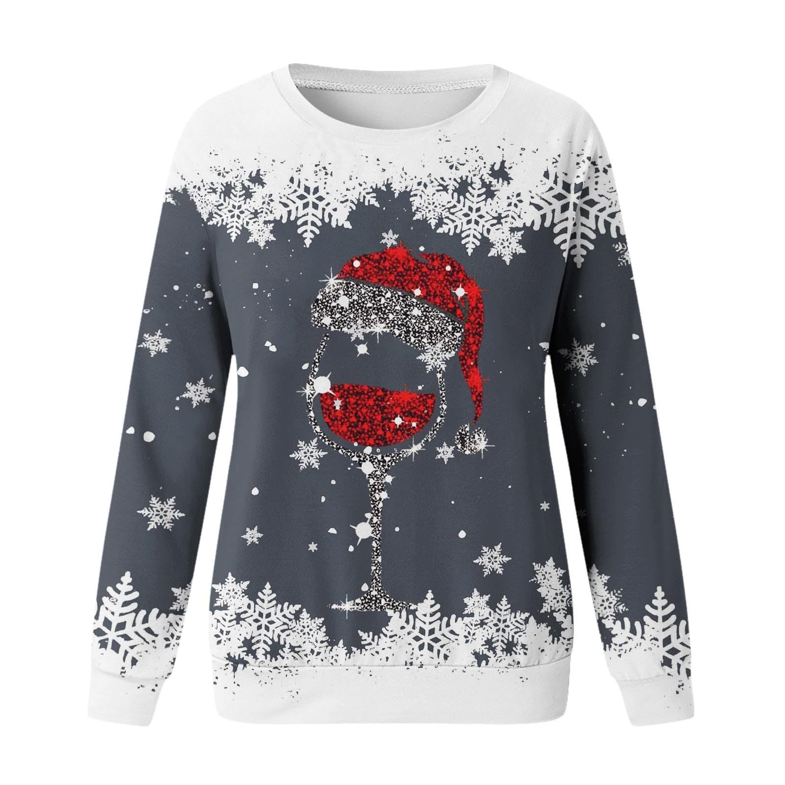 Festive 3D Print Christmas Women's Casual Crewneck Sweater
