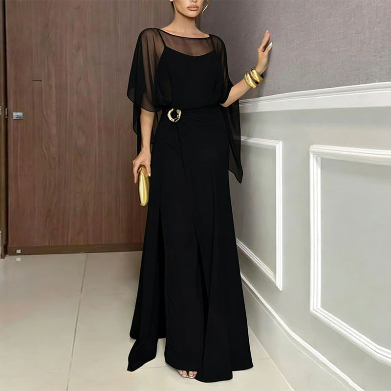 Solid-color Minimalist Slit-style Womens Three-piece Set