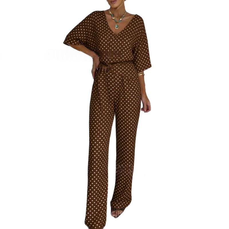 Chic V-Neck Casual Mid-Length Dress with Belt
