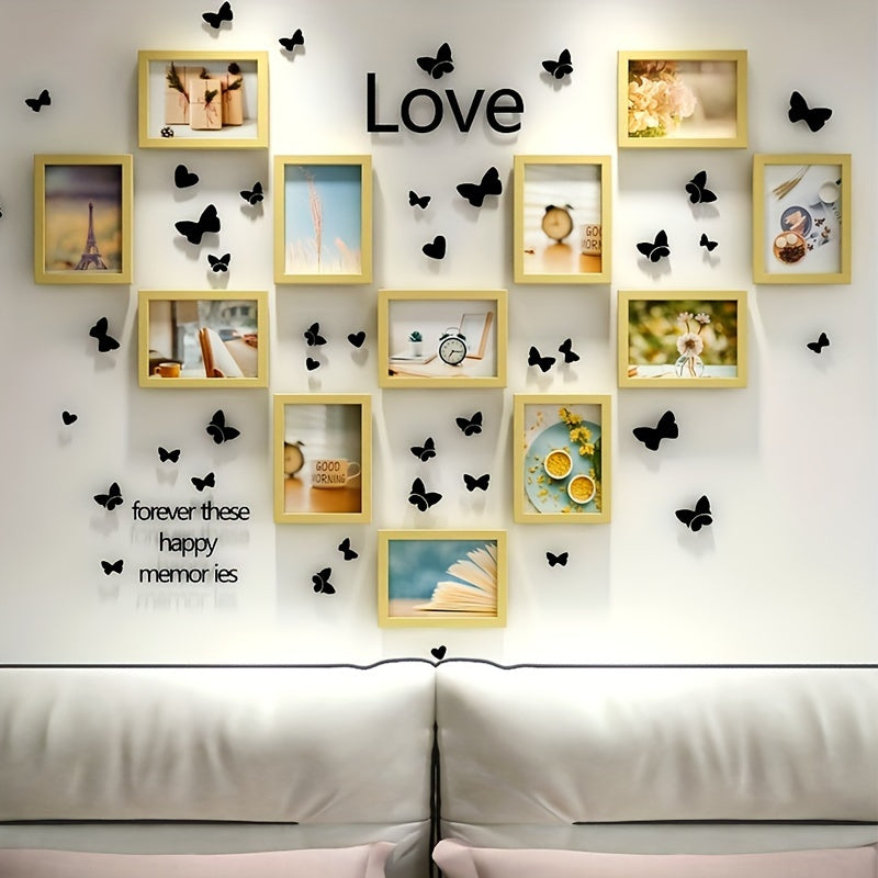 A Set of 12 Creative Photo Frames for a Wall Collage, Perfect for Decorating a Living Room Or Trendy Bedroom Without Drilling Holes, Includes Scenic Photos.