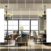 32pcs Flexible Safety Mirror Acrylic Mirror Tiles 5.9X5.9In Square Mirror Silver Mirror Panel for Home Wall Decoration Removable Wall Stickers