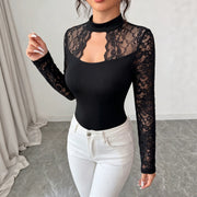 Autumn Chic Lace Long-Sleeved Top for Women