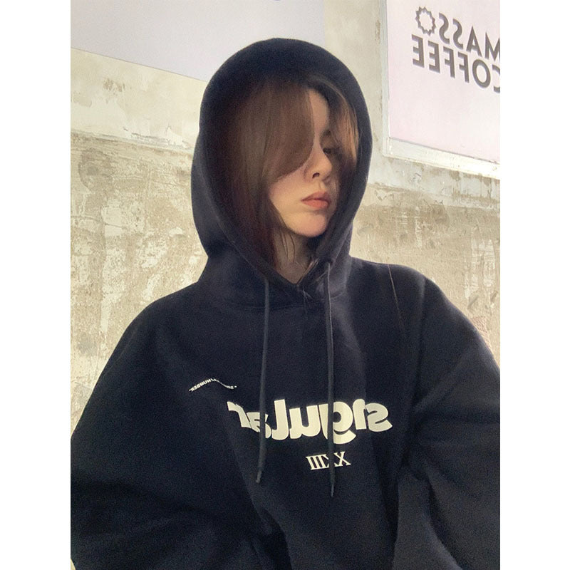 Cozy Loose Grey Hooded Sweatshirt for Women