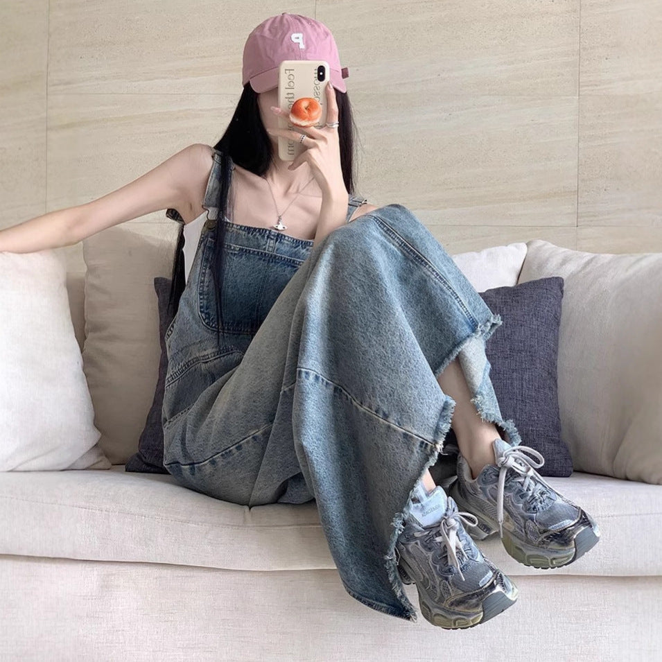 Retro Denim Slip Dress Casual Sleeveless Long Strap Dress