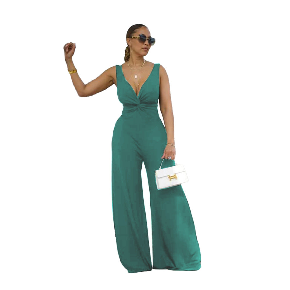 Sexy Deep V-neck Backless Sleeveless Jumpsuit
