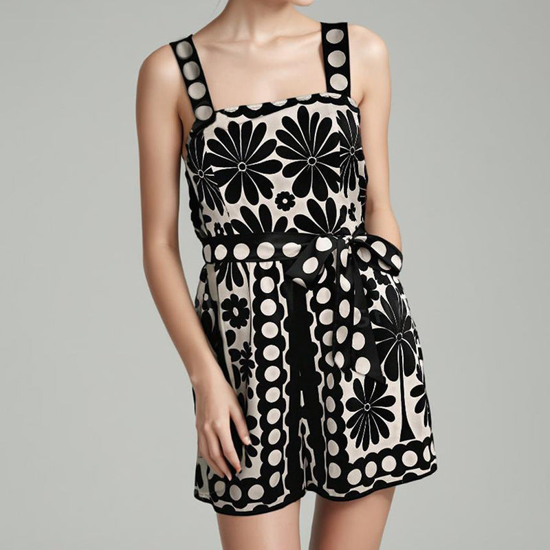 Women's Button Knotted Short Wide-leg Jumpsuit