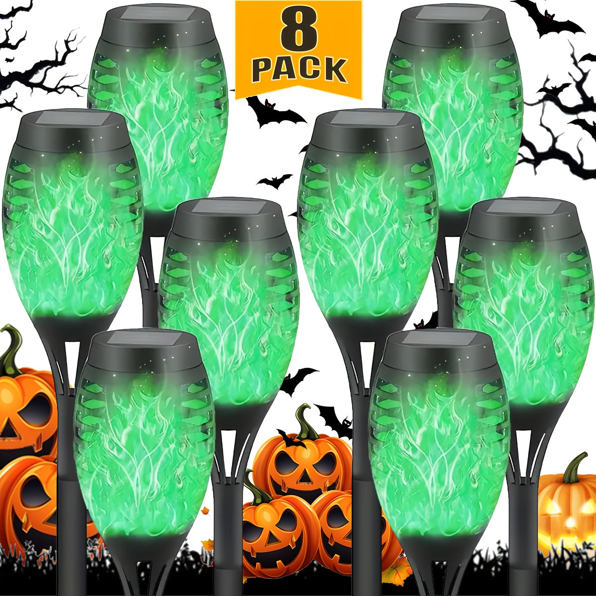 8 Packs Of Solar Torch Lamps for Outdoor Use, Dancing And Flickering Flame Torch Lamps for Landscape Decoration, Suitable for Lawns, Gardens, Courtyards, Wedding Parties