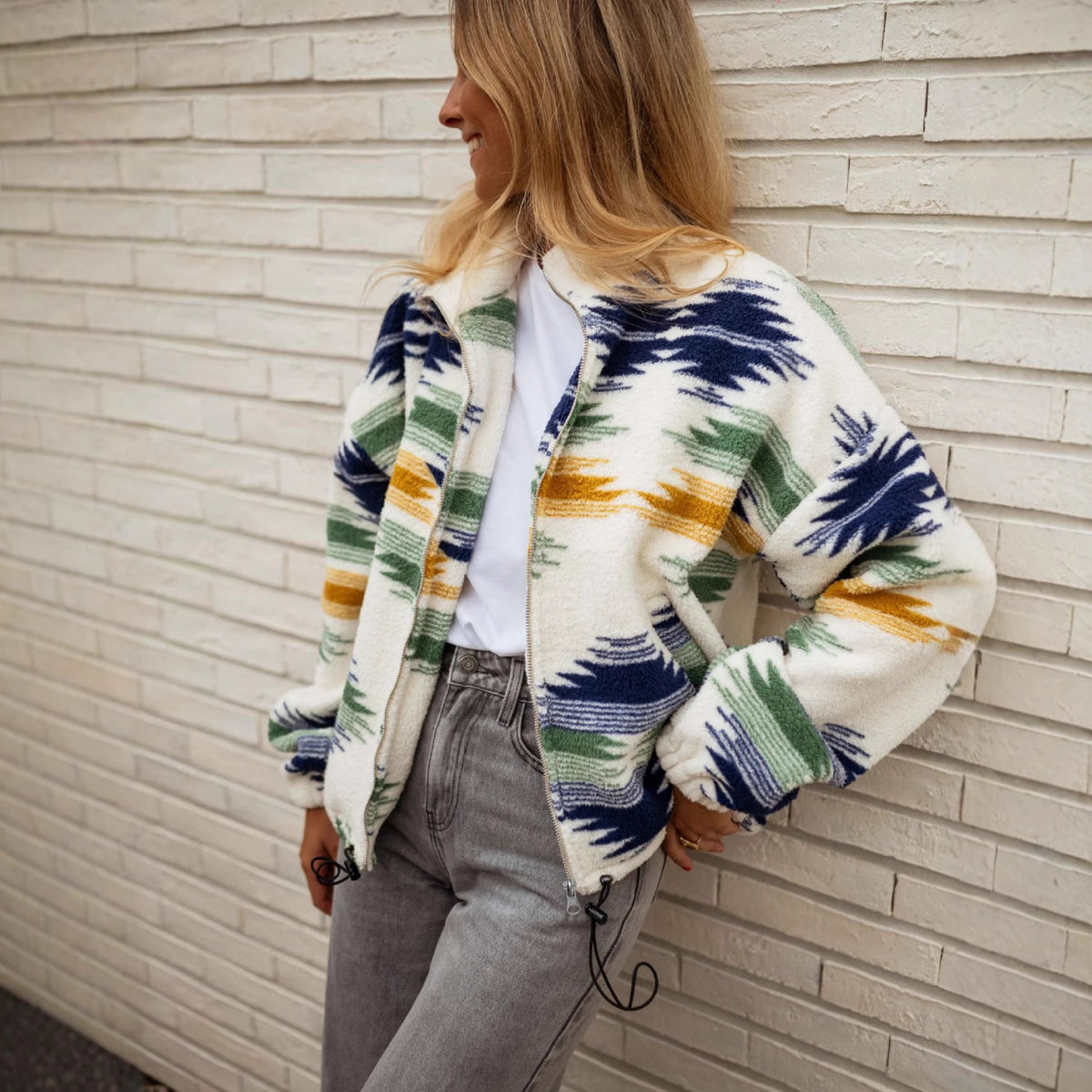 Fashion Printed Plush Coat for Women