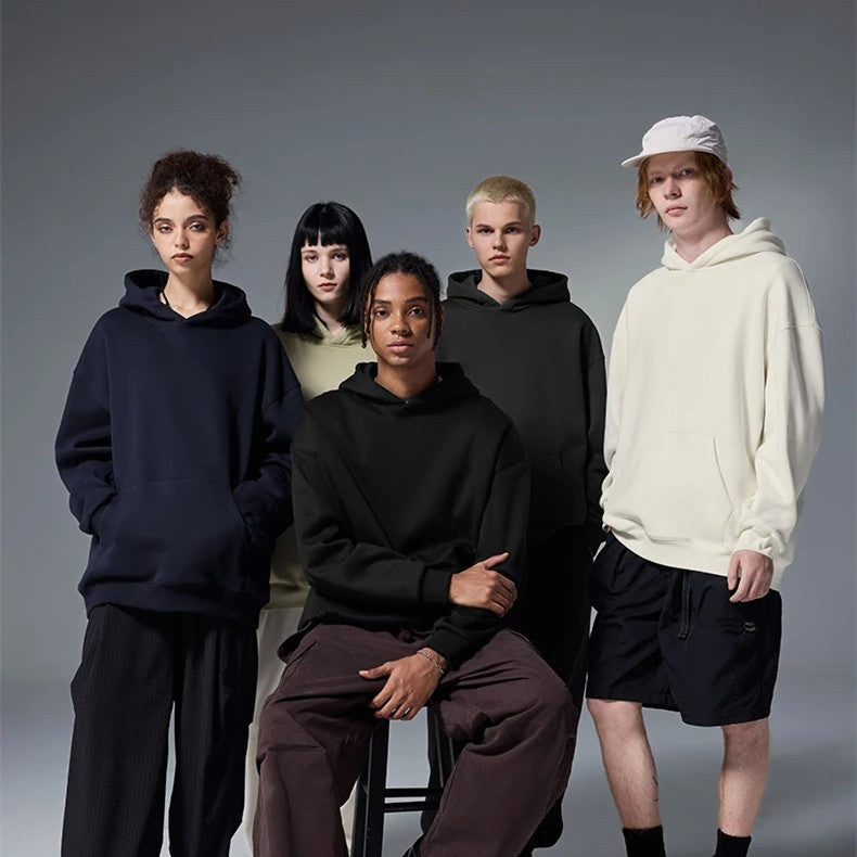 Cozy Fleece-Lined Hooded Sweatshirt Loose Casual Winter Top