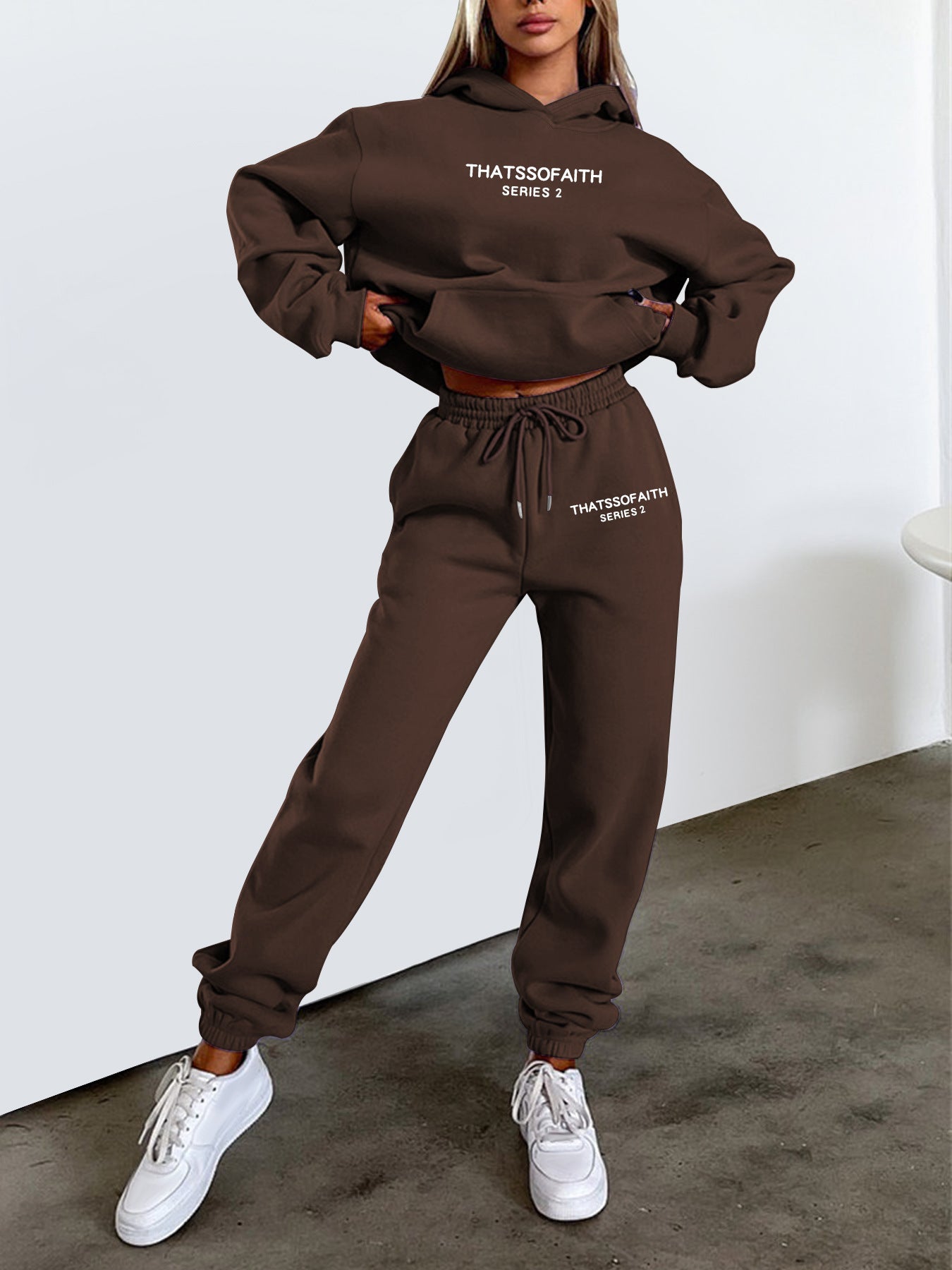 Women's Letter Print Hoodie & Trousers Set