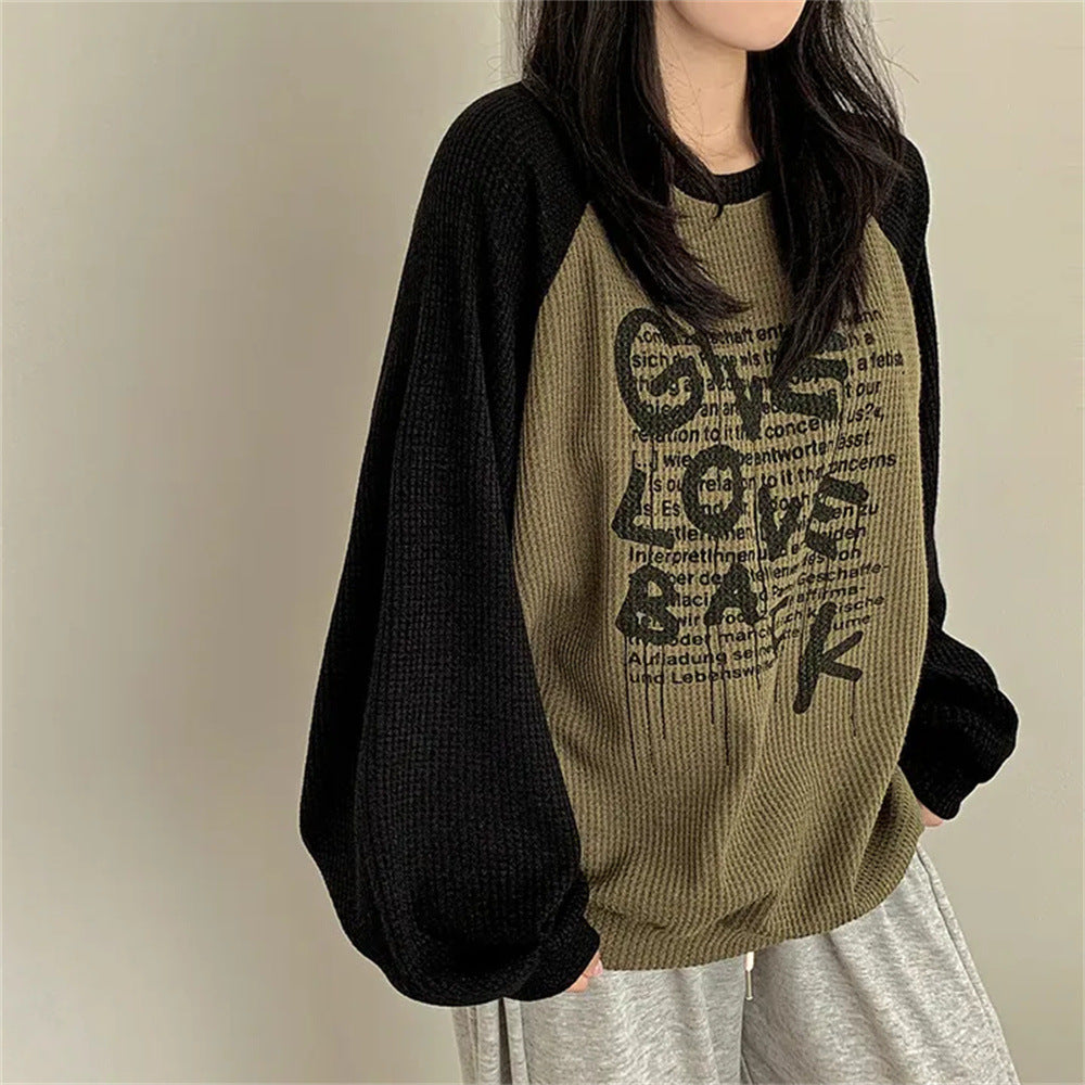 Women's Contrast Patchwork Casual Hoodie