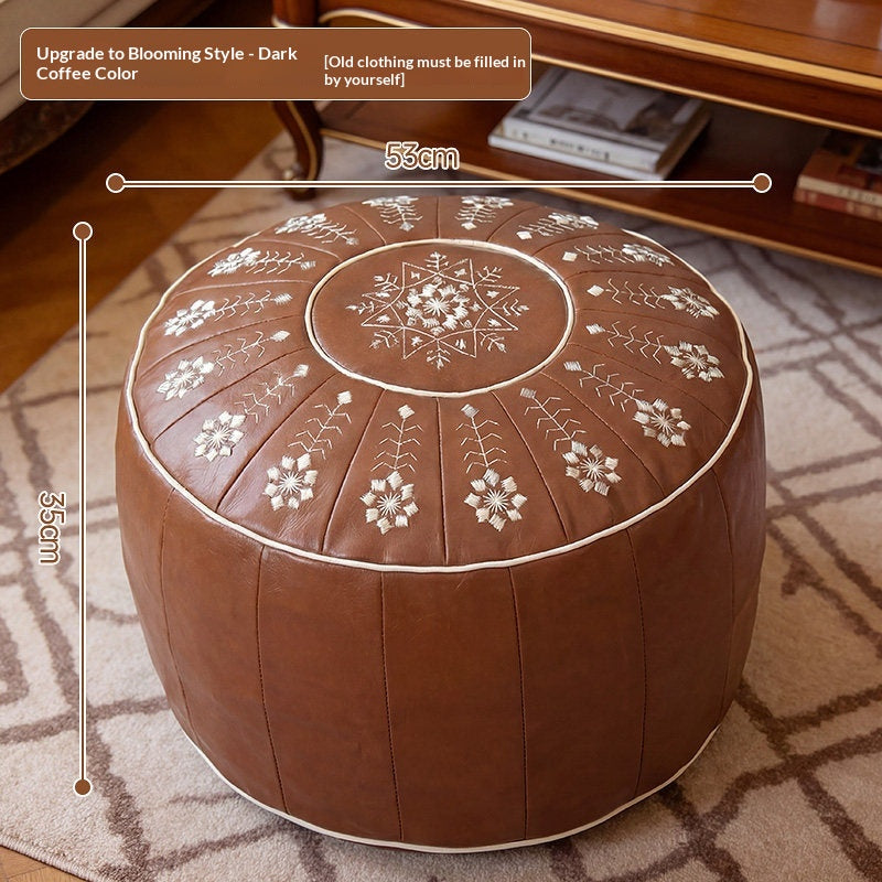 Large-capacity Old-clothing-filled Leather Stool