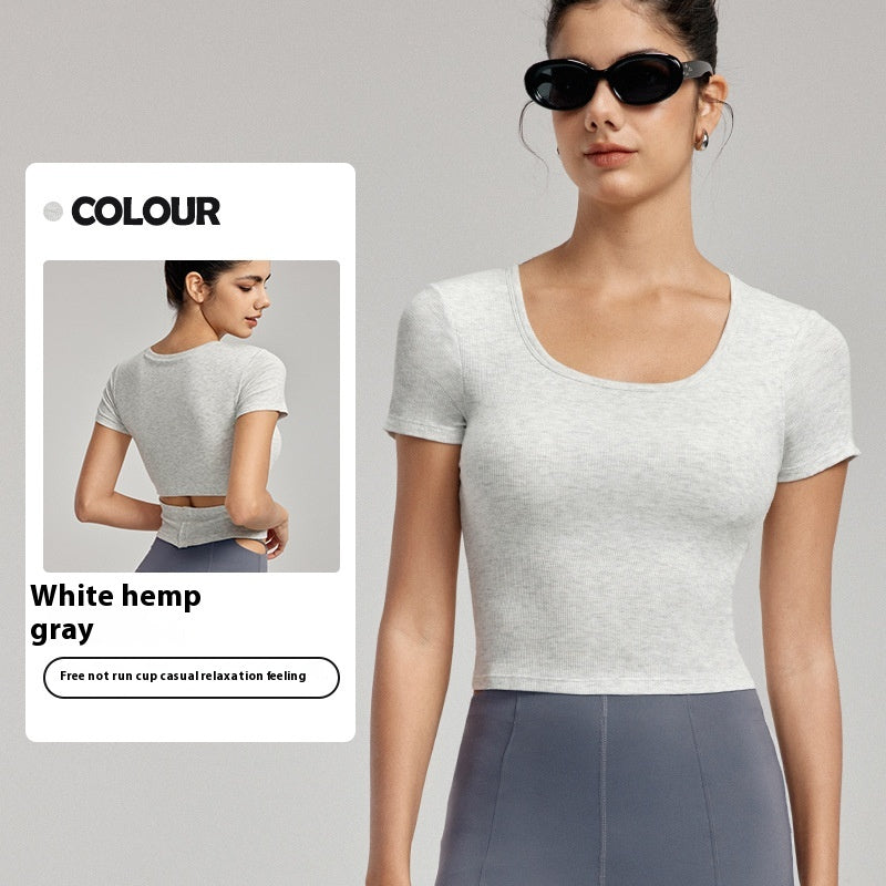 Semi-Fixed Chest Pad Breathable Fitness T-shirt