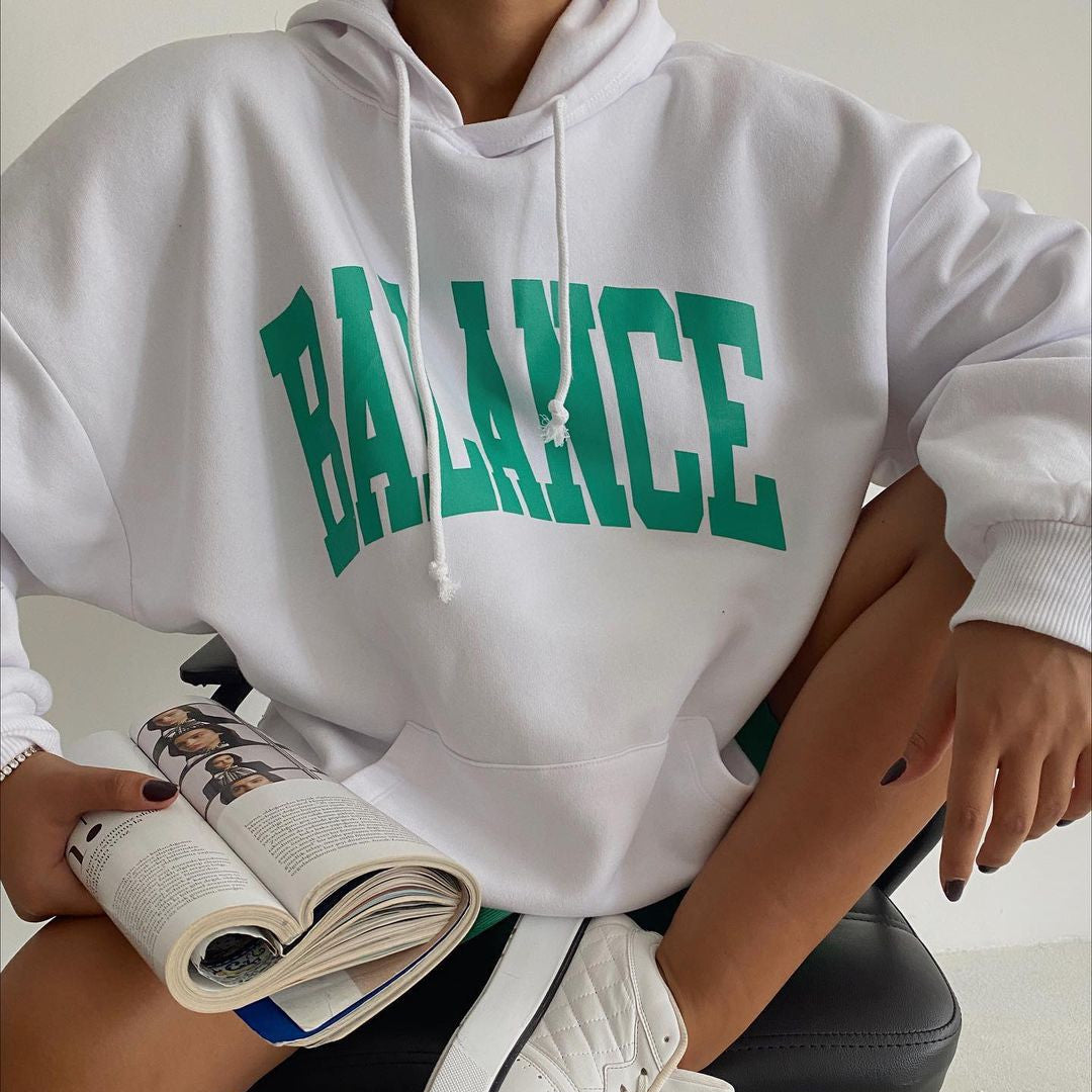 Cozy Printed Long Sleeve Hooded Sweatshirt for Women