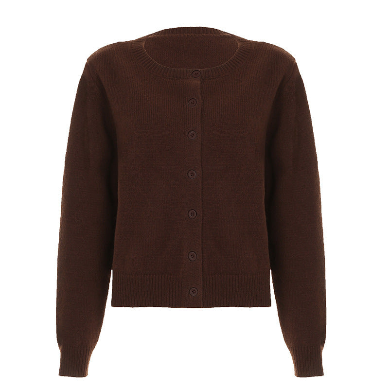 Solid-color Versatile Loose-fitting Knitted Crew Neck