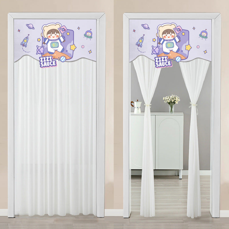 Non Perforated Magic Tape Gauze Double-layer Blackout Curtain