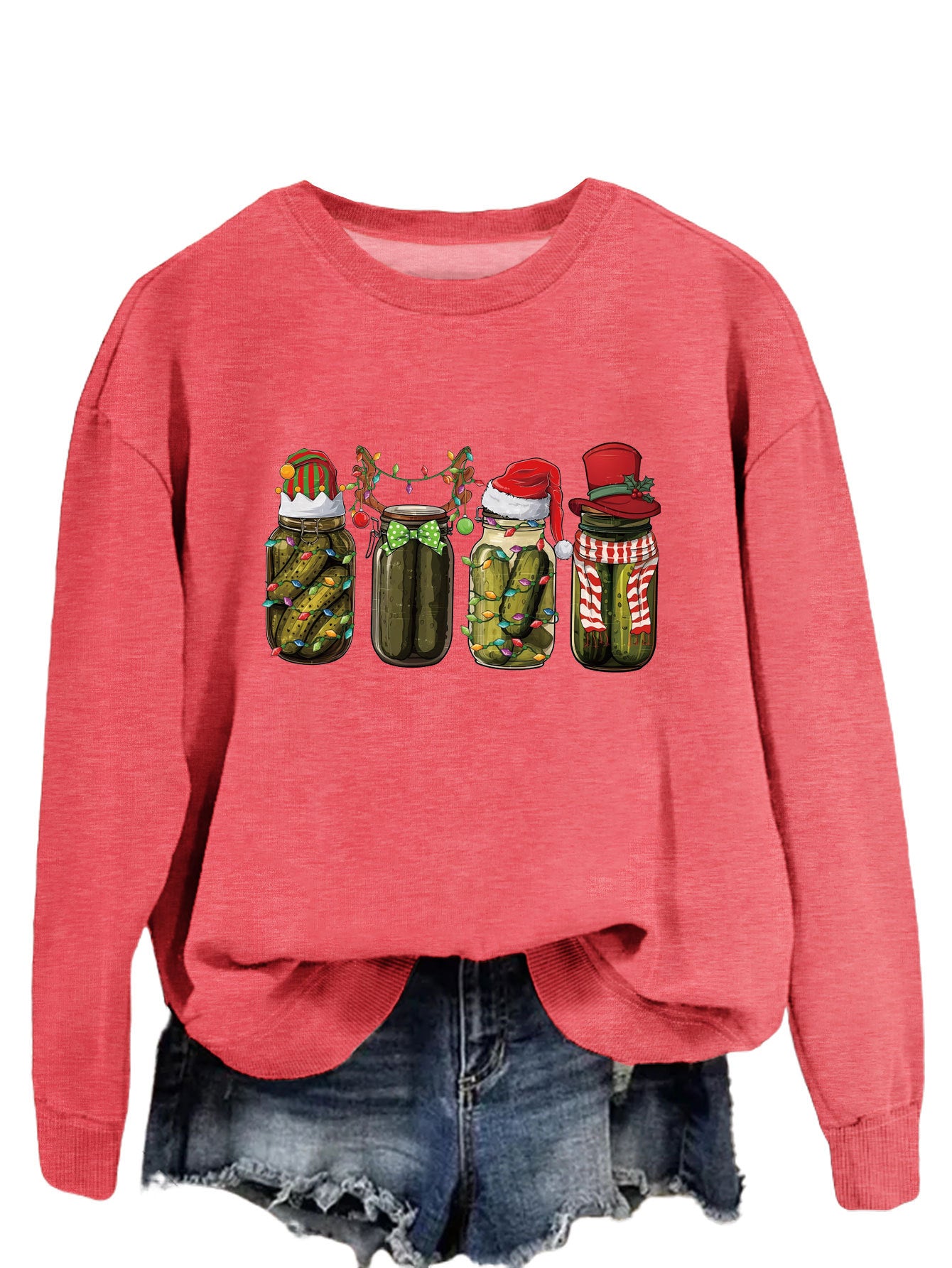 Funny Canned Cucumber Print Pullover Streetwear Sweatshirt