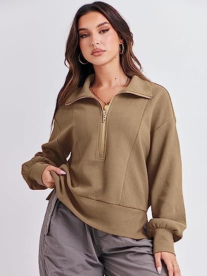 Women's Half-Zip Long Sleeve Pullover Sweater