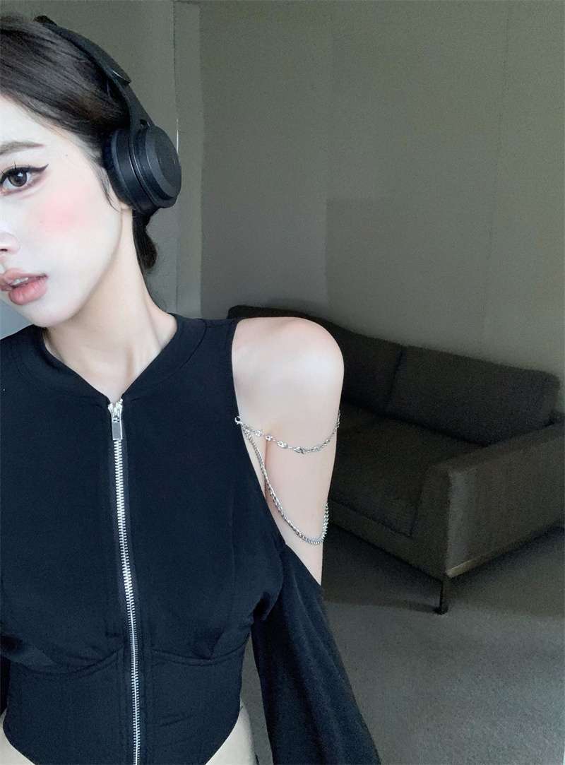 Women's Black I-Shaped Knitted Camisole