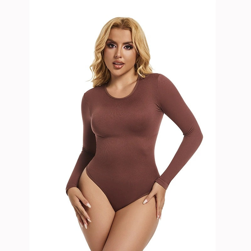 Seamless Tummy Control Long Sleeve Thong Bodysuit