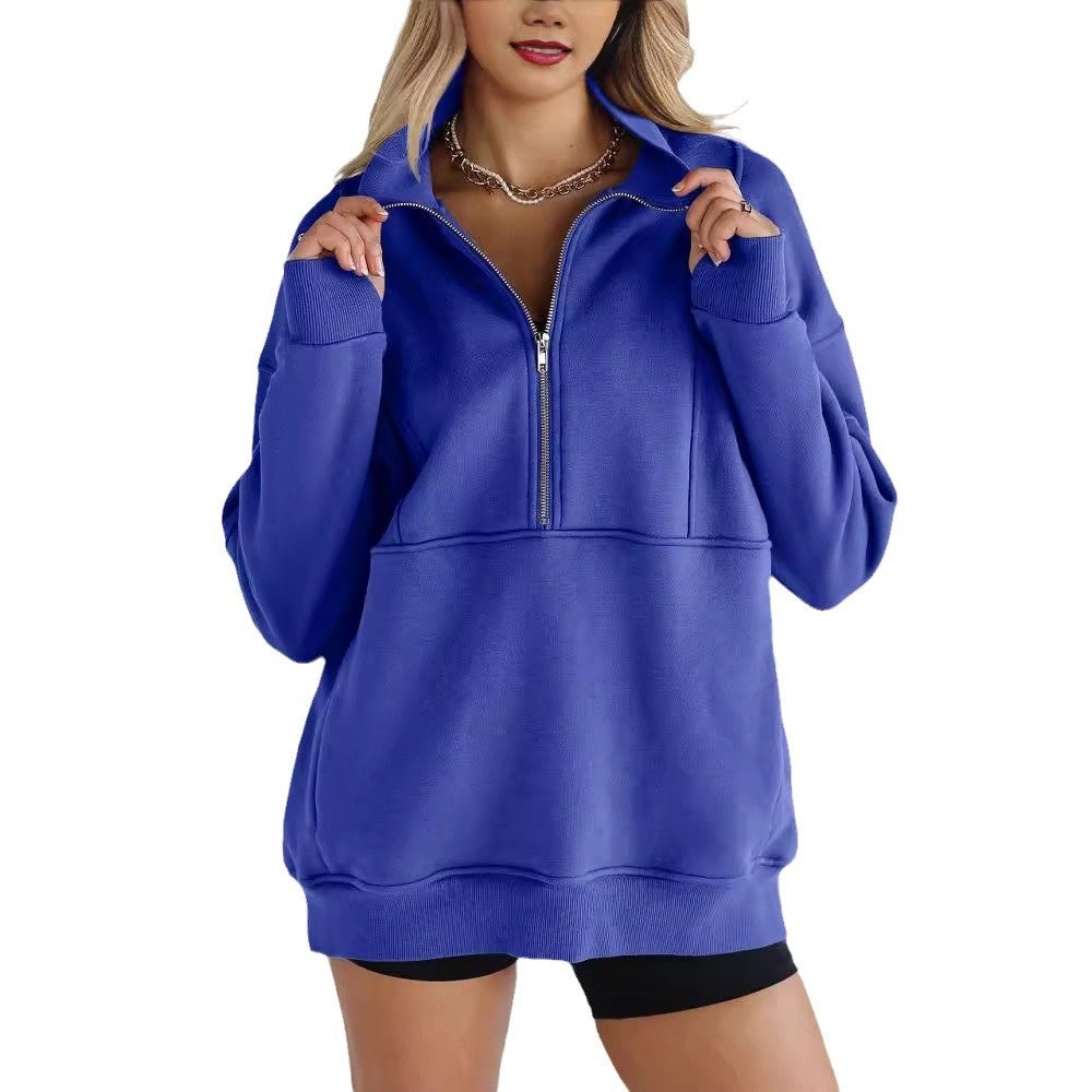 Women's Casual Zip Pocket Sports Sweatshirt