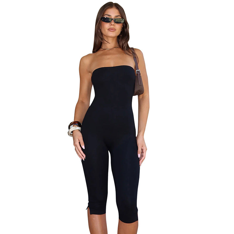 Women's Sleeveless High-Waist Tube Top Long Jumpsuit