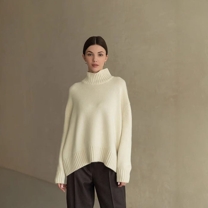 Womens Loose-fitting Knit Sweater for Fall and Winter