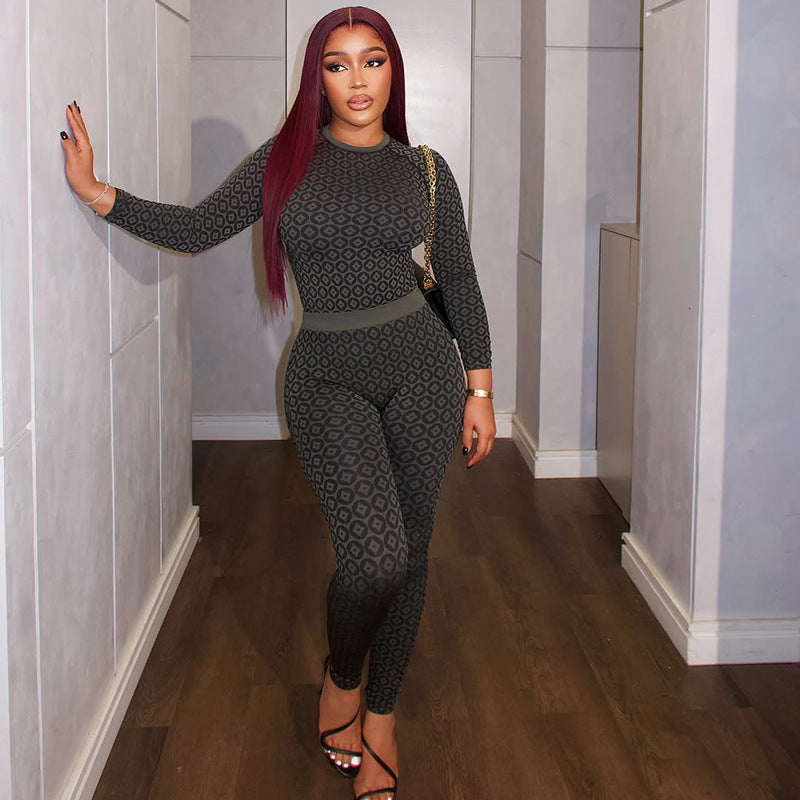 Women's Long Sleeve Round Neck Jumpsuit