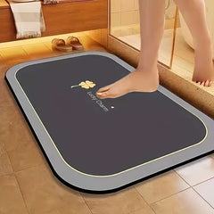 Super absorbent diatomite bathroom floor mat with quick-dry properties