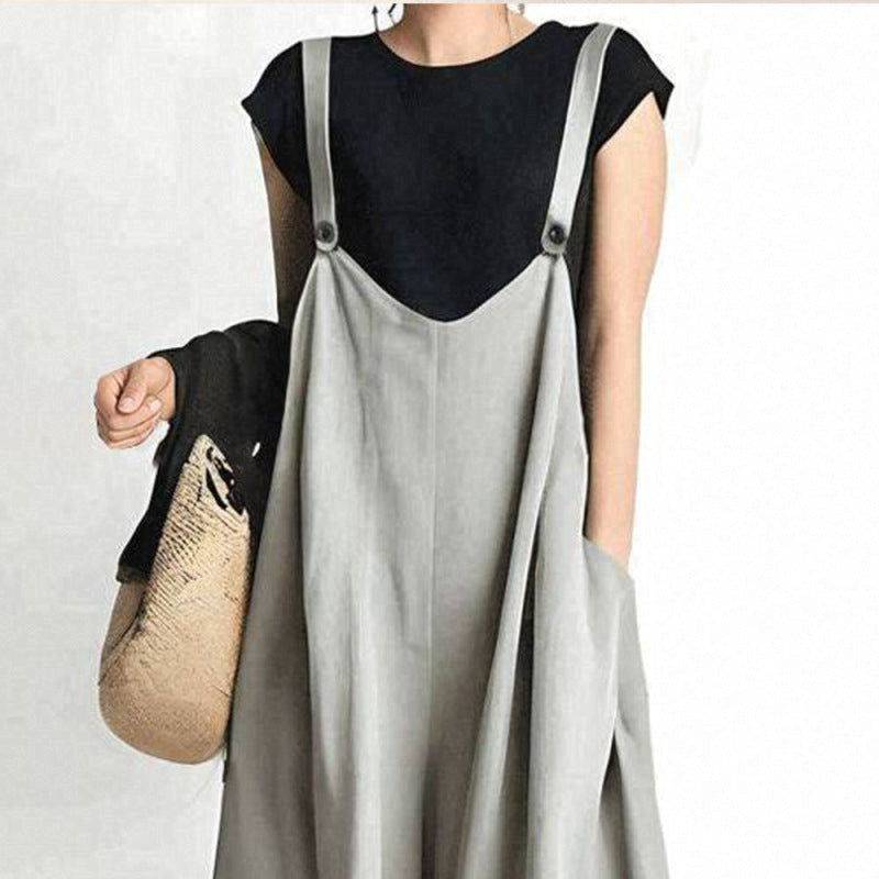 Japanese-Style High-Waist Wide-Leg Casual Overalls