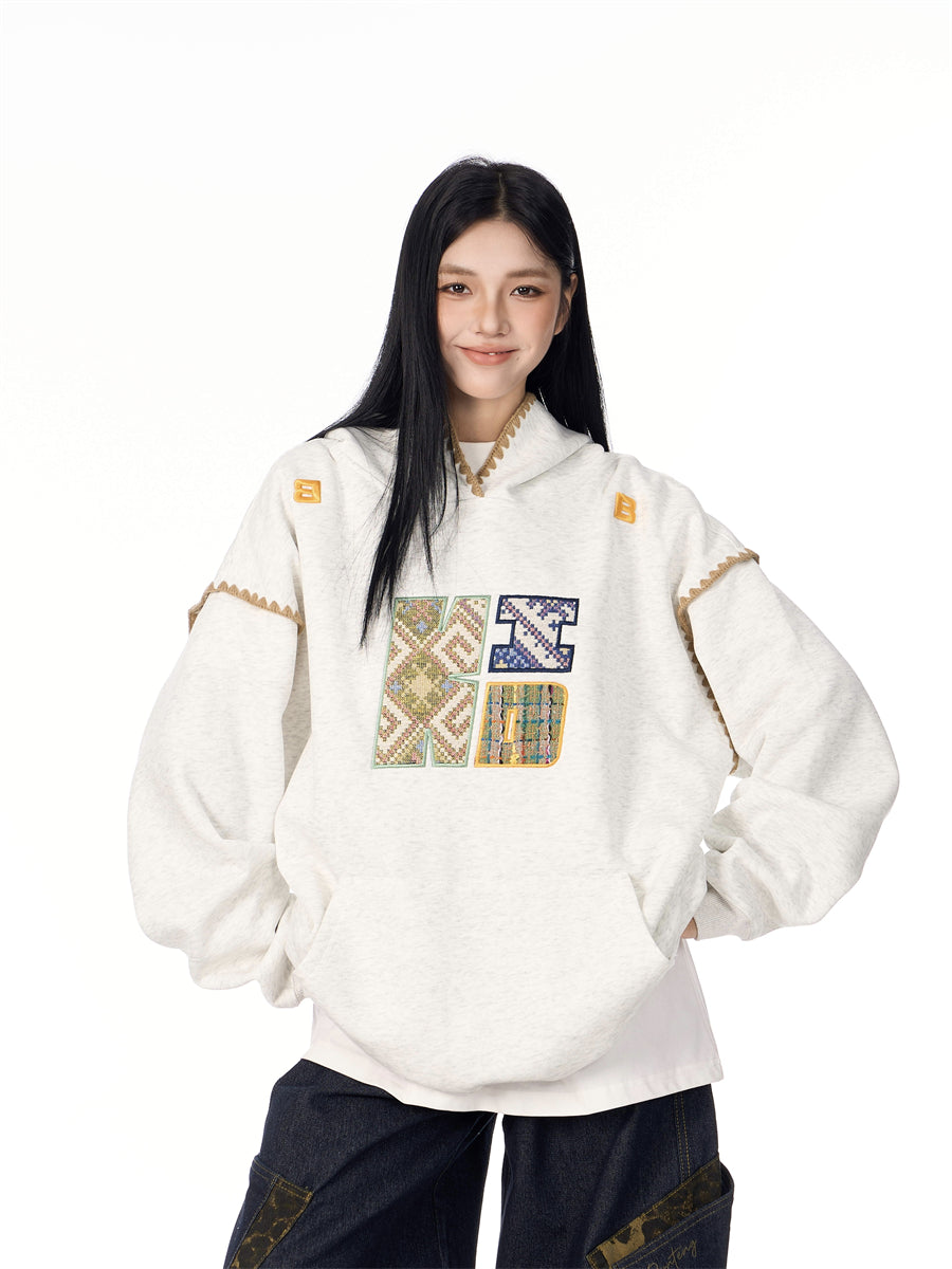 Retro Colorblock Stripe Stand Collar Hooded Coat