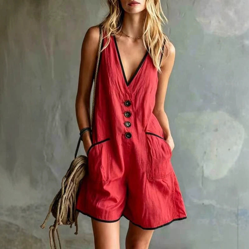 Casual Loose-Fit Button-Down Women's Jumpsuit