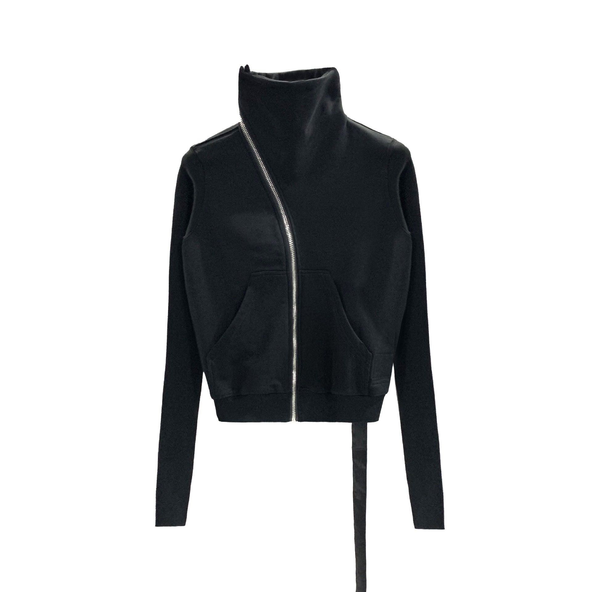 Edgy Oblique Zip Turtleneck Cotton Sweater Coat