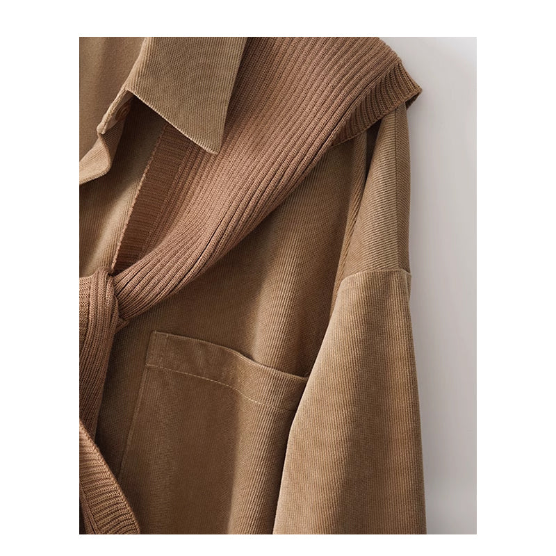 Large Size Premium And Age Reducing Knitted Shawl Shirt