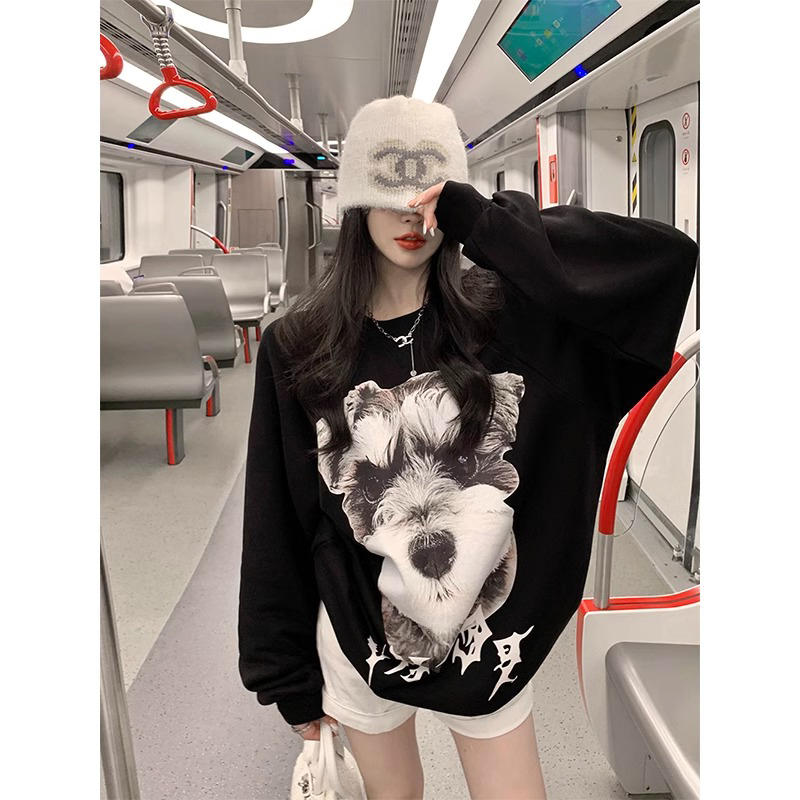 Women's Letter Print Crew Neck Oversized Pullover Sweatshirt