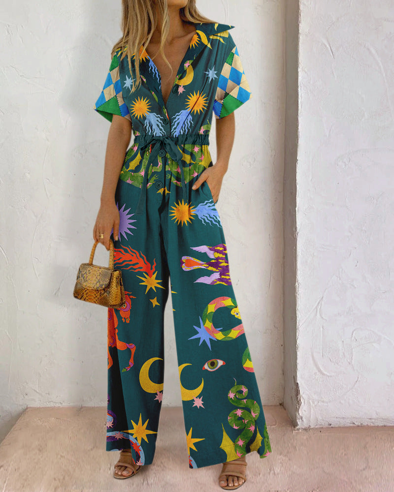 High Waist Casual Cotton Linen Jumpsuit for Women