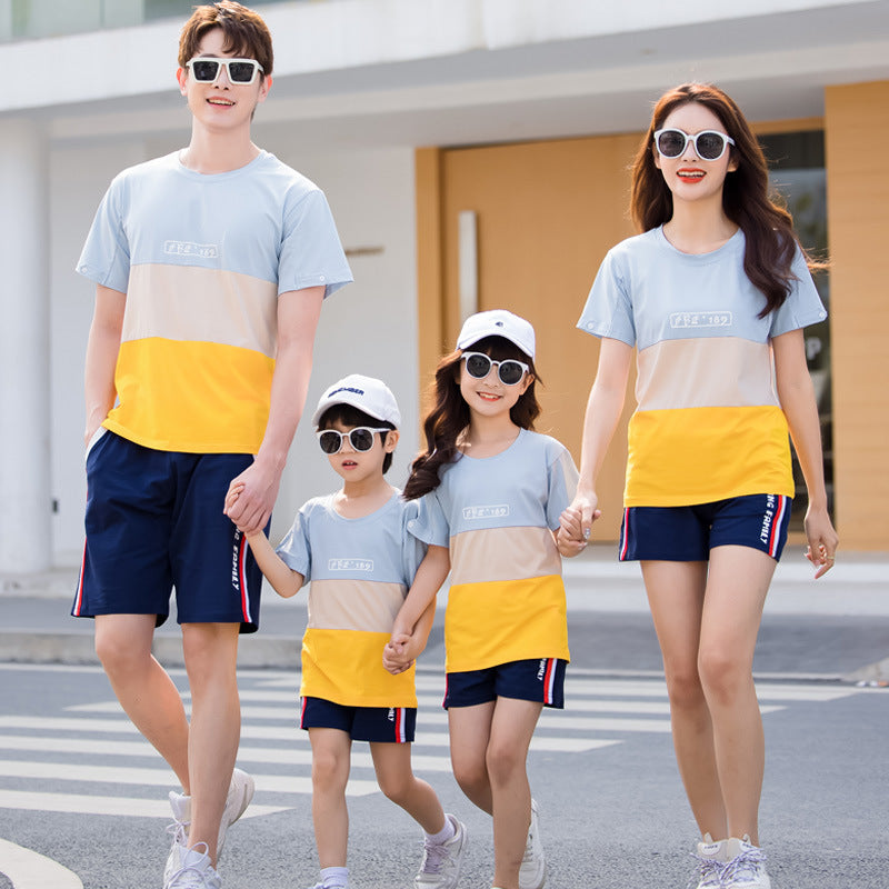 Matching Family Outfits: Striped Couple & Kids' Casual Sets