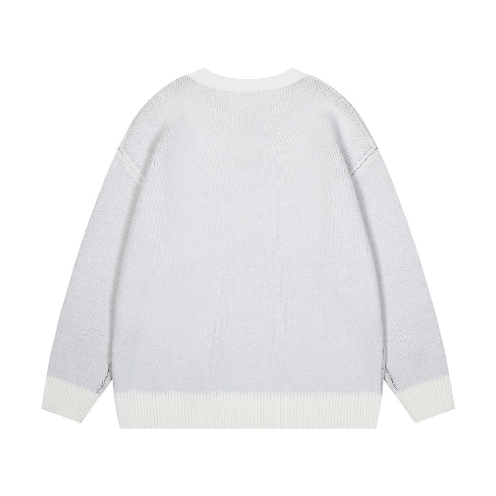 Anime Girl with Scarf Round Neck Sweater Men and Women Autumn and Winter Loose