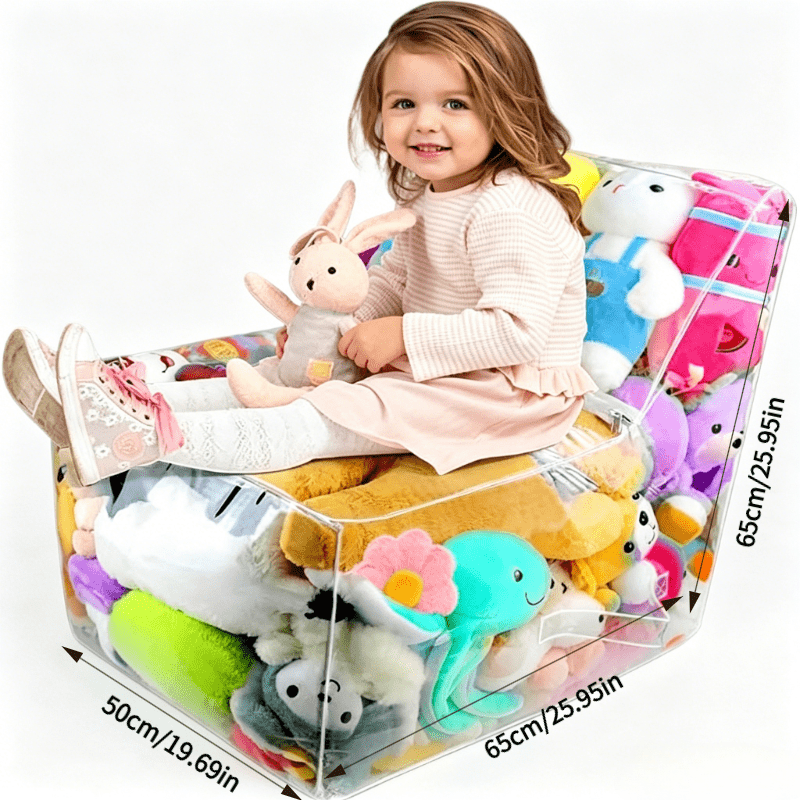 Extra‑Large Clear Bean Bag Chair Cover with Plastic Window – Waterproof, Easy‑Clean Storage for Stuffed Animals